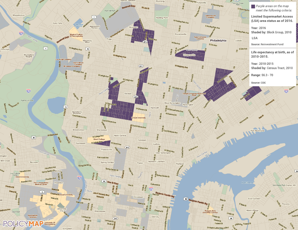 Low life expectancy in low supermarket access areas